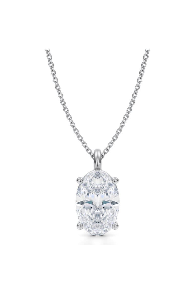Oval Solitaire Lab Diamond Pendant Necklace 14K 3.0ct, Main, color, White Gold