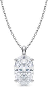 ALLUREZ Oval Solitaire Lab Diamond Pendant Necklace 14K 3.0ct