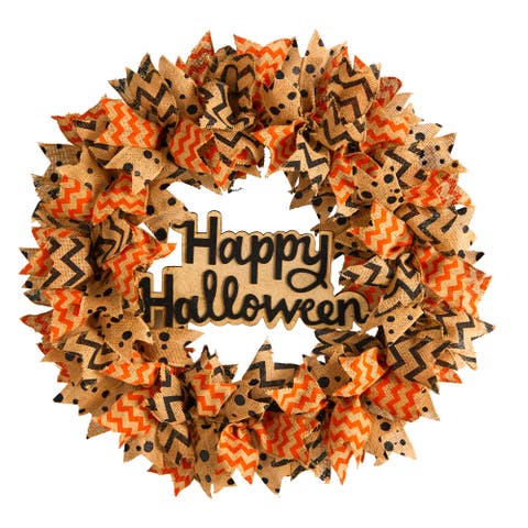 30-in Halloween Burlap Ribbon Wreath