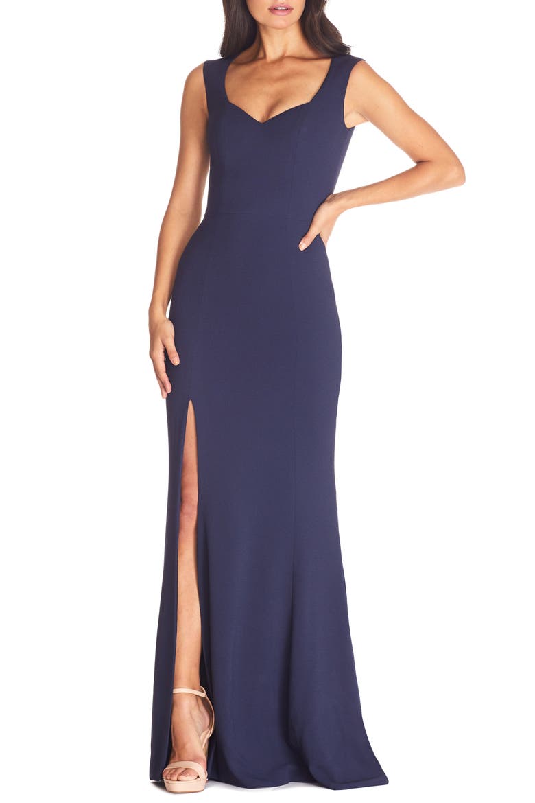 Monroe Side Slit Gown, Main, color, MIDNIGHT BLUE