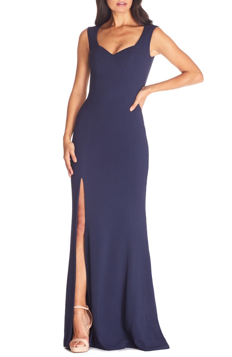 Dress the Population Monroe Side Slit Gown, Main, color, Midnight Blue
