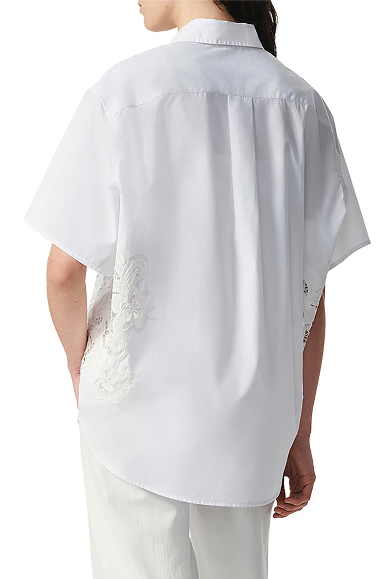 Amy Lace Short Sleeve Button-Up Shirt, Alternate, color, WHITE LACE