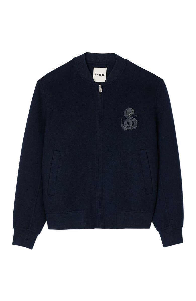 SANDRO Double-faced snake-detail jacket, Alternate, color, 