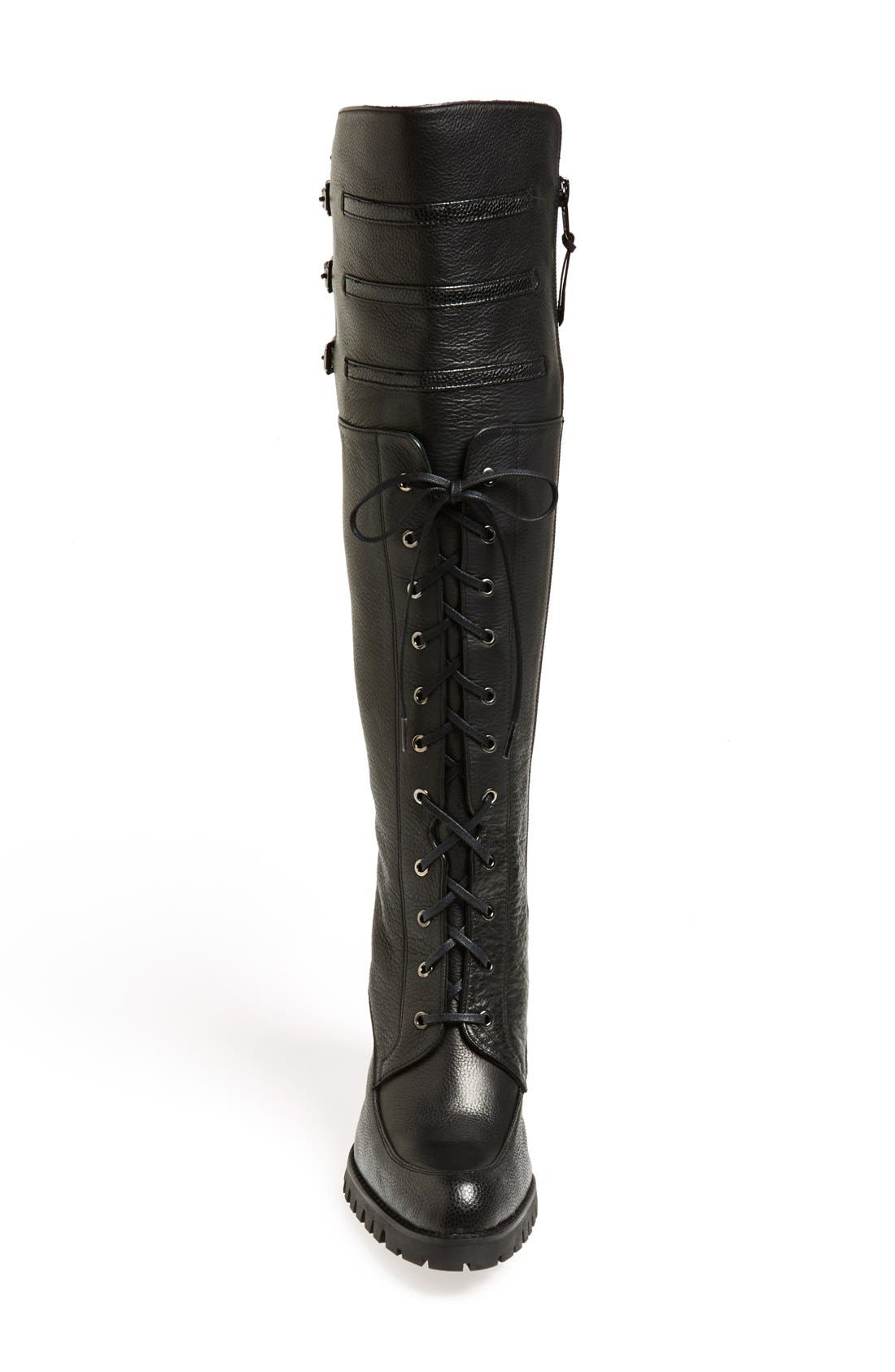 Stuart Weitzman 'Soldier' Lace-Up Military Boot, Alternate, color, 