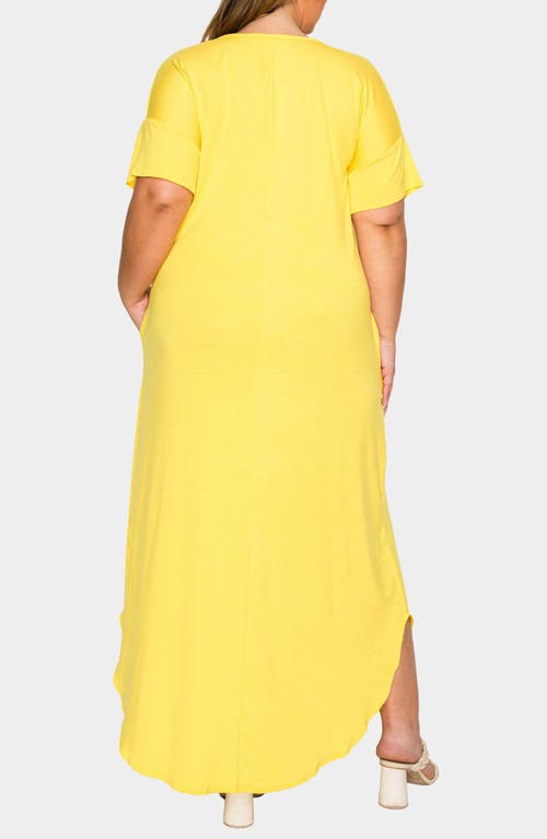 L I V D Short Sleeve Jersey Maxi Dress In Yellow