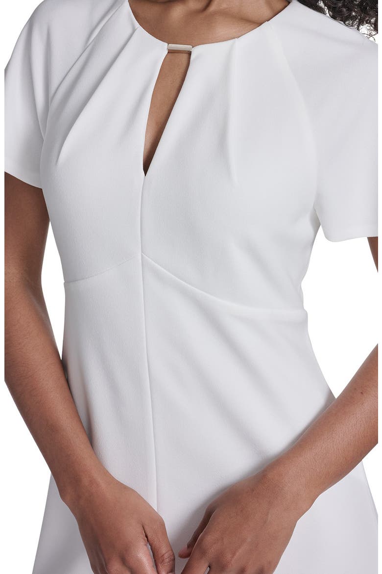 Keyhole Short Sleeve Midi Dress, Alternate, color, IVORY