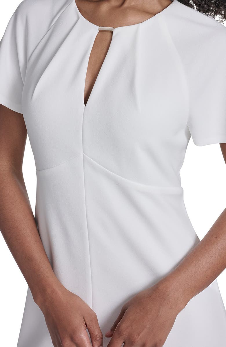Tommy Hilfiger Keyhole Short Sleeve Midi Dress, Alternate, color, Ivory