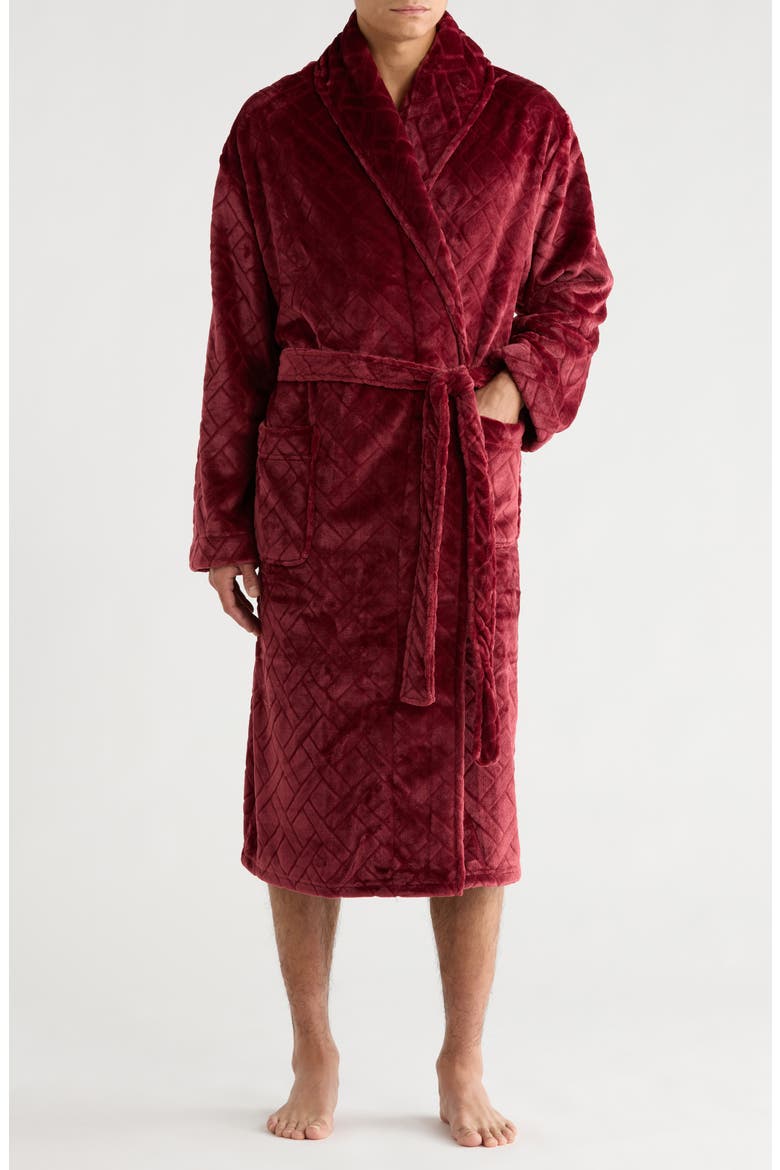 Crossroads Basket Weave Fleece Robe, Main, color, CABERNET