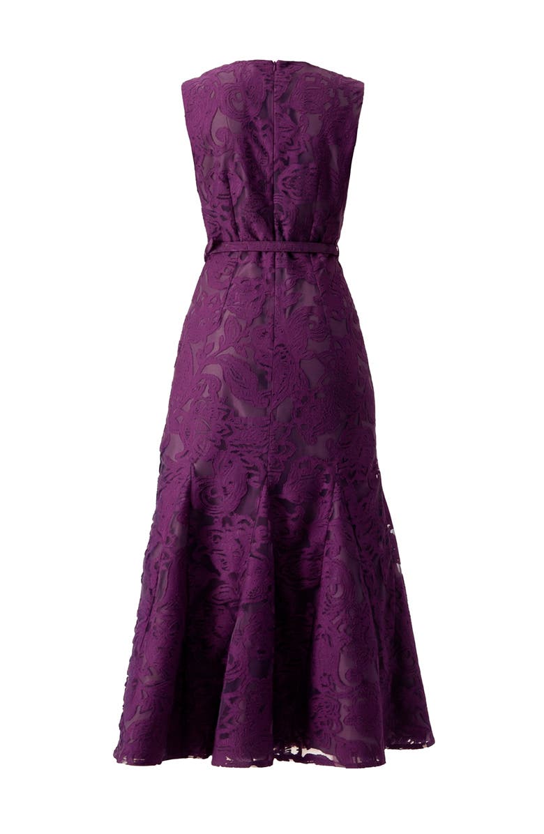 IVONNE Sleeveless Lace Long Dress with Belt, Alternate, color, Purple