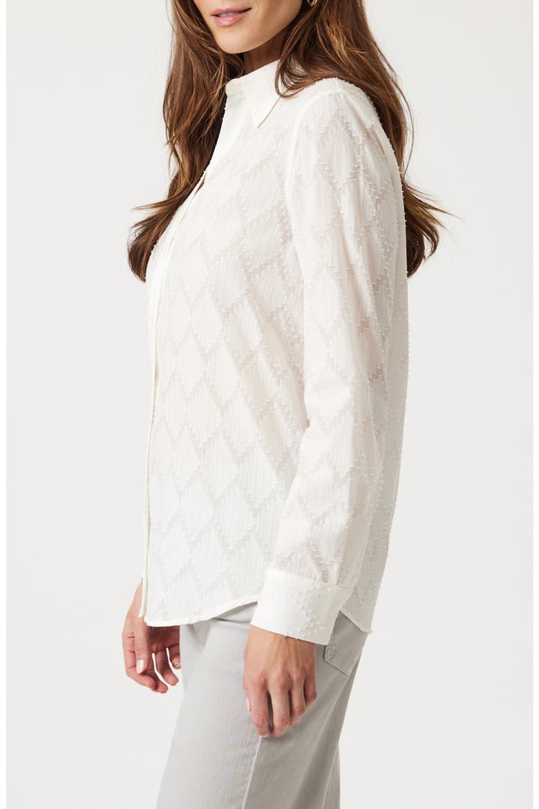 Clip Dot Diamond Cotton Button-Up Shirt, Alternate, color, ANTIQUE WHITE