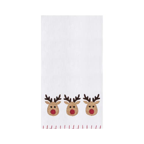 C & F Home C&f Home Three Christmas Reindeers Embroidered Cotton Dishtowel In White