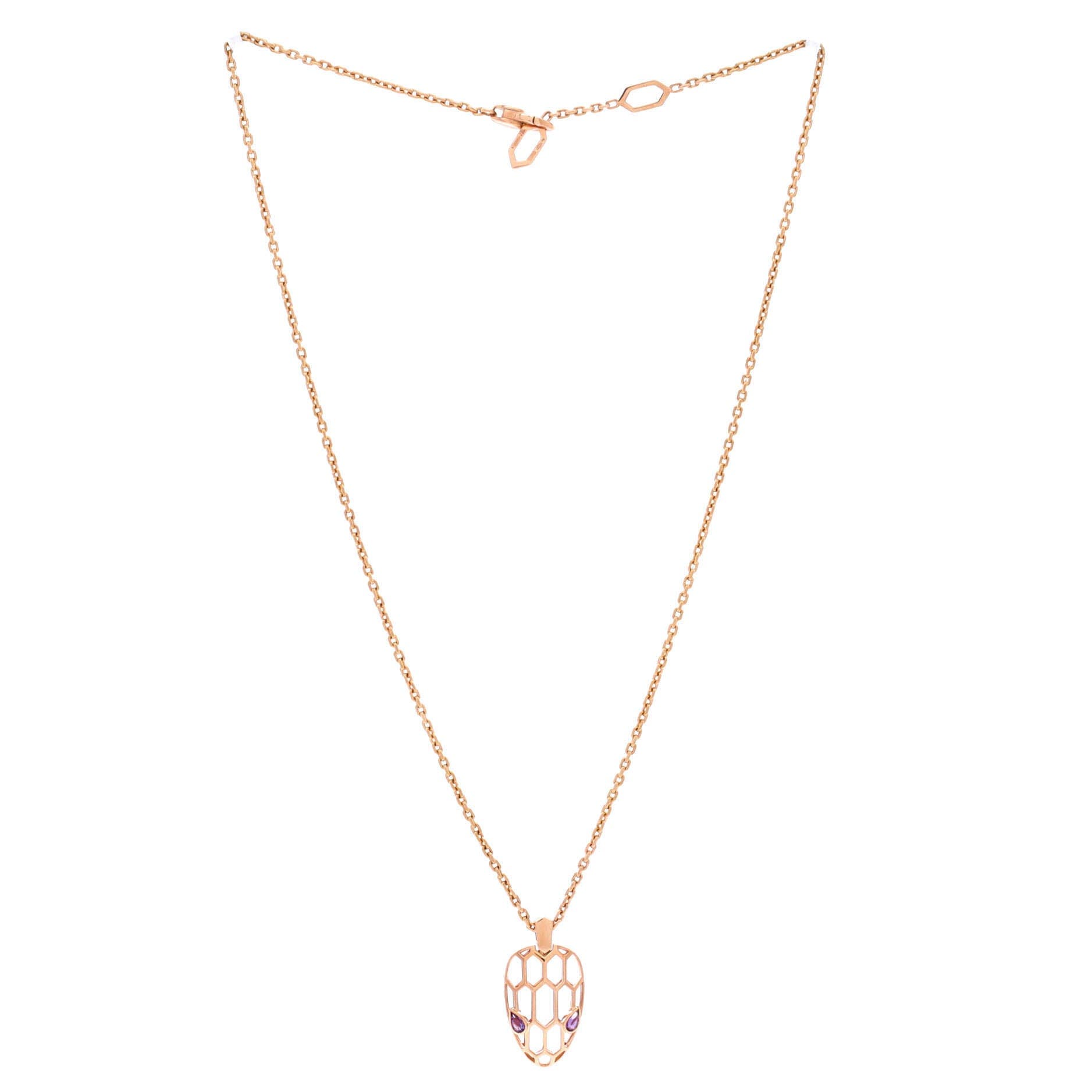 Serpenti Seduttori Pendant Necklace 18K Rose Gold with Amethyst, Alternate, color, Metallic Gold