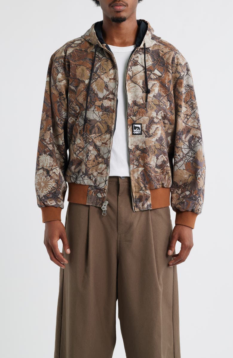 Obey Glen Forest Camo Hooded Jacket, Main, color, Fence Camo Multi