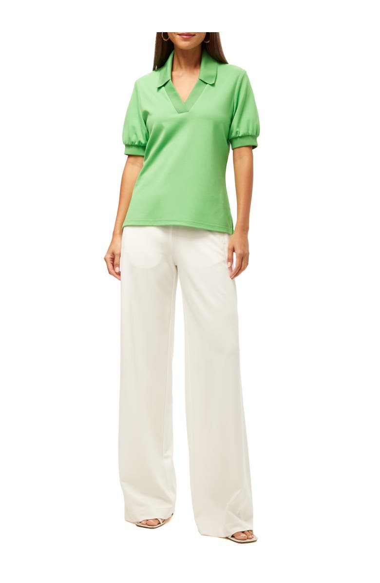 Trina Turk Set Point Ponte Polo Top, Alternate, color, Grass Court Green