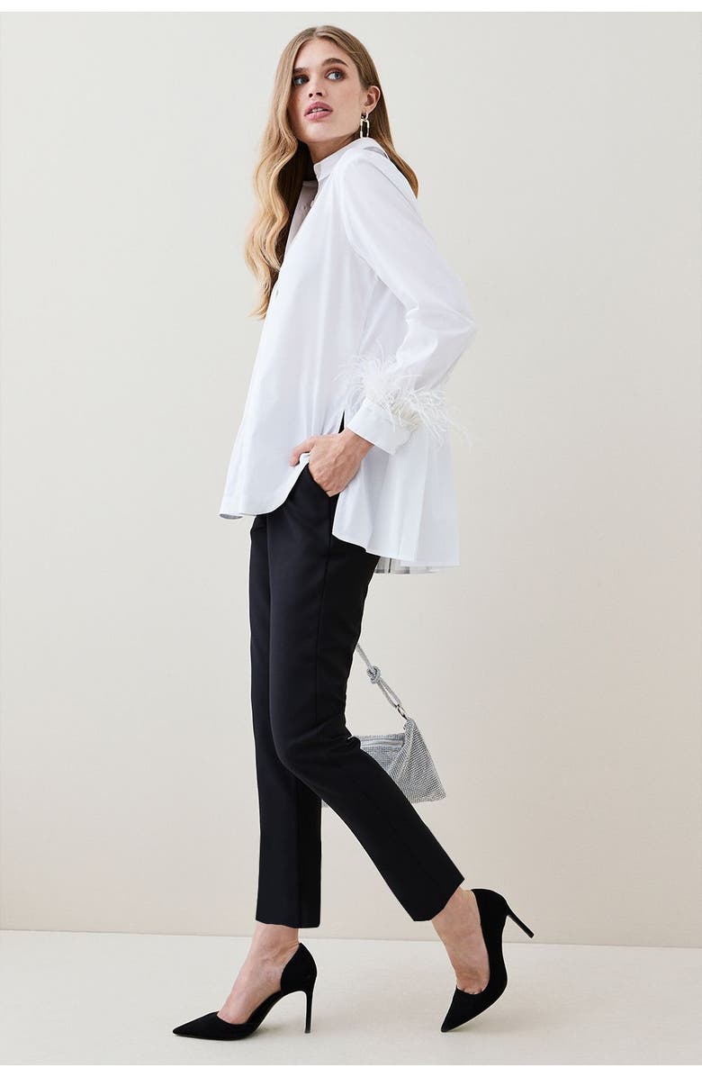 Karen Millen Petite Essential Techno Woven Trousers, Alternate, color, Black