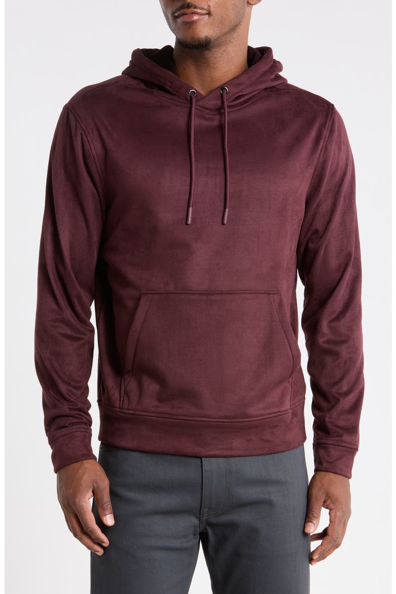 Sidewinder Faux Suede Hoodie, Main, color, BORDEAUX