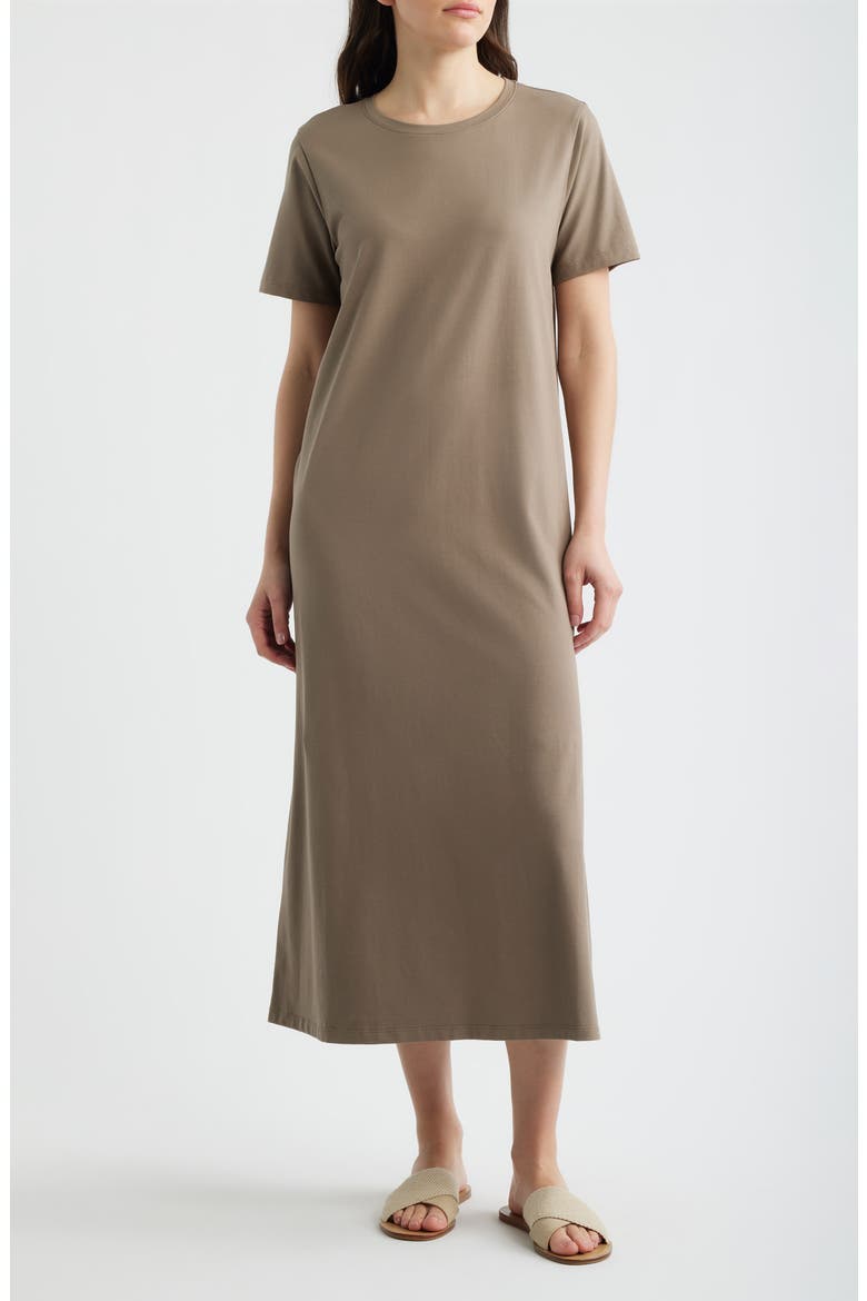 Maxi T-Shirt Dress, Main, color, WALNUT