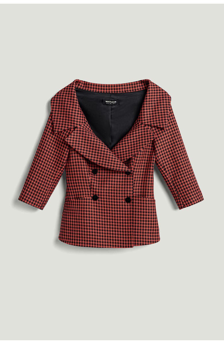 Nocturne Checked Portrait Collar Double-Breasted Jacket, Alternate, color, Multi-Colored