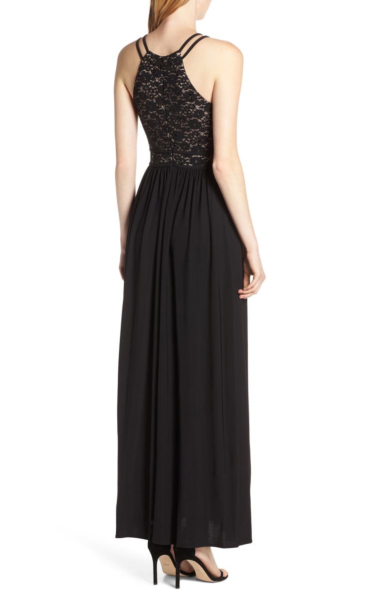Morgan & Co. Lace & Chiffon A-Line Gown, Alternate, color,