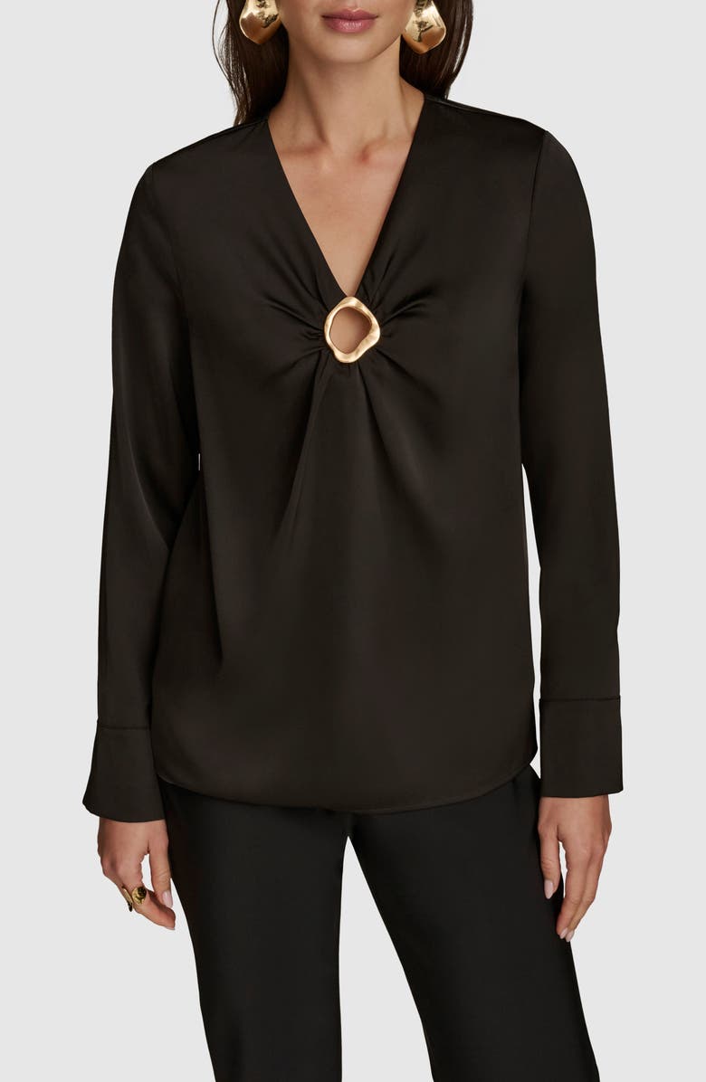Donna Karan New York Hardware Cutout Popover Shirt, Main, color,