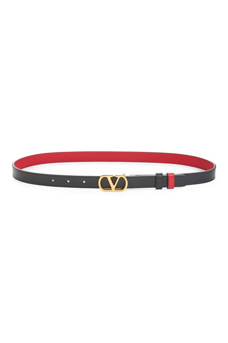 VLOGO Signature Reversible Leather Belt, Main, color, BLACK/ RED