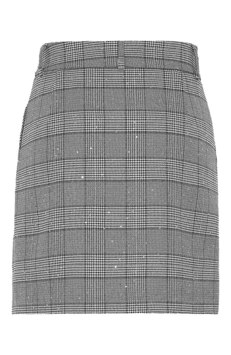 THEO The Label Eudora Sequined Prince Of Wales Mini Skirt, Alternate, color, Black