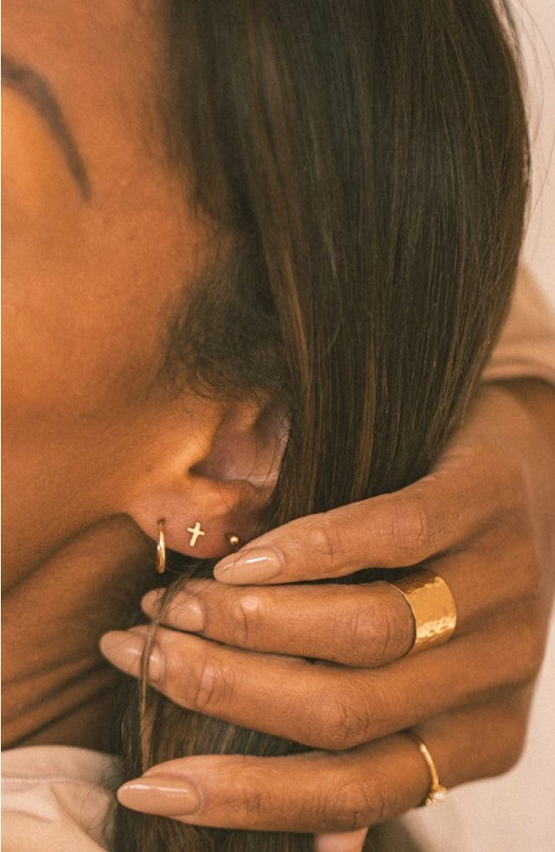 MADE BY MARY Cross Stud Earrings, Alternate, color, Gold Vermeil