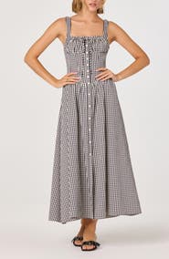 ASTR the Label Temperance Gingham Corset Midi Dress