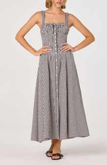Temperance Gingham Corset Midi Dress