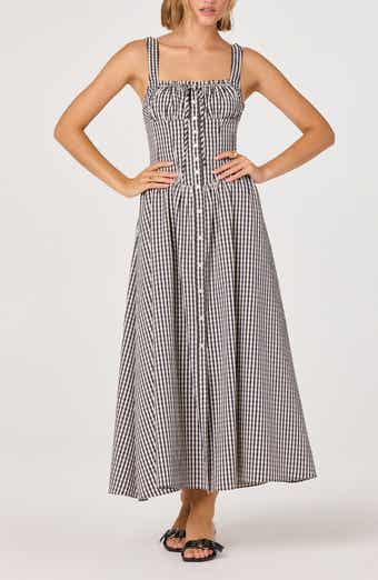 Temperance Gingham Corset Midi Dress