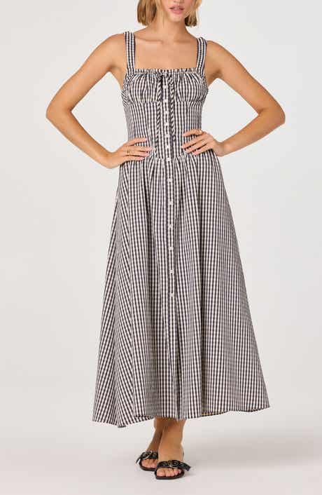 Temperance Gingham Corset Midi Dress