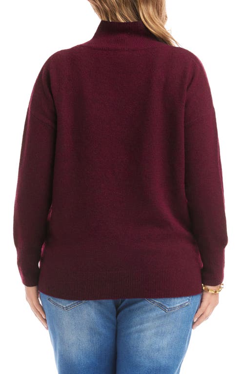 Karen Kane Crossover Collar Sweater In Burgundy