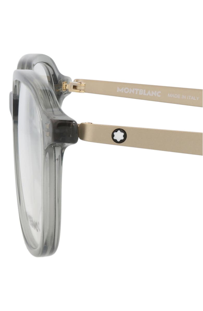 Montblanc 53mm Round Optical Glasses, Alternate, color, Grey Gold Transparent