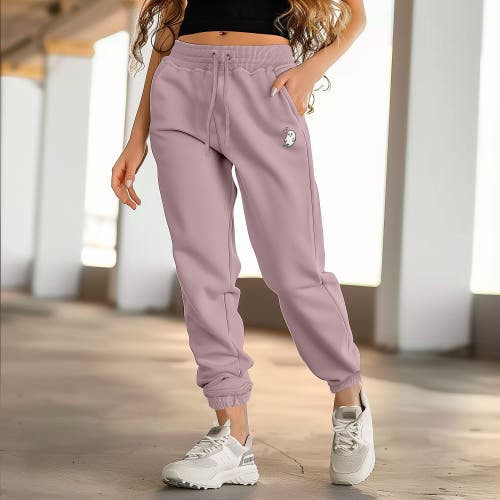 Dalix Womens Heartly Ghost Embroidered Fleece Sweatpants In Blush