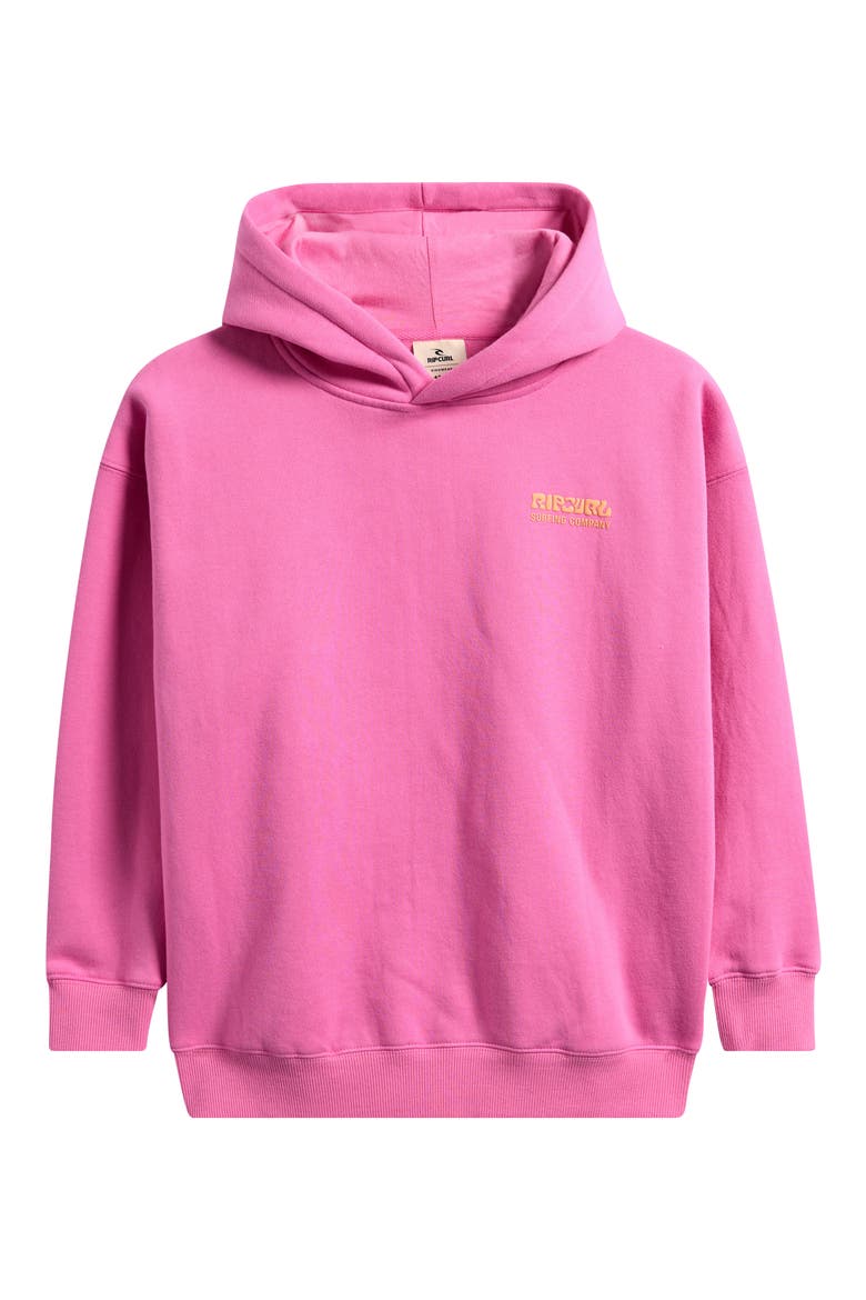 Kids' Surf Puff Logo Fleece Hoodie, Main, color, SUPER PINK