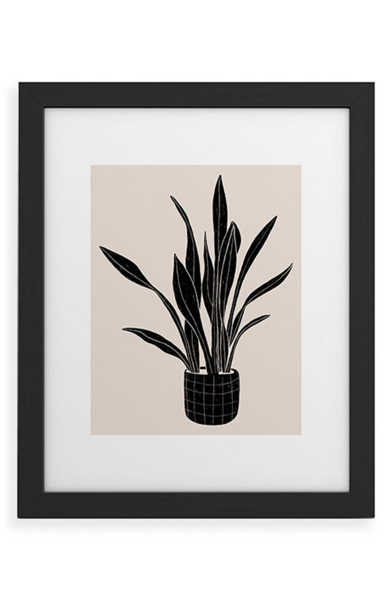 Deny Designs Snake Plant Framed Art Print in Black Frame 16X20 