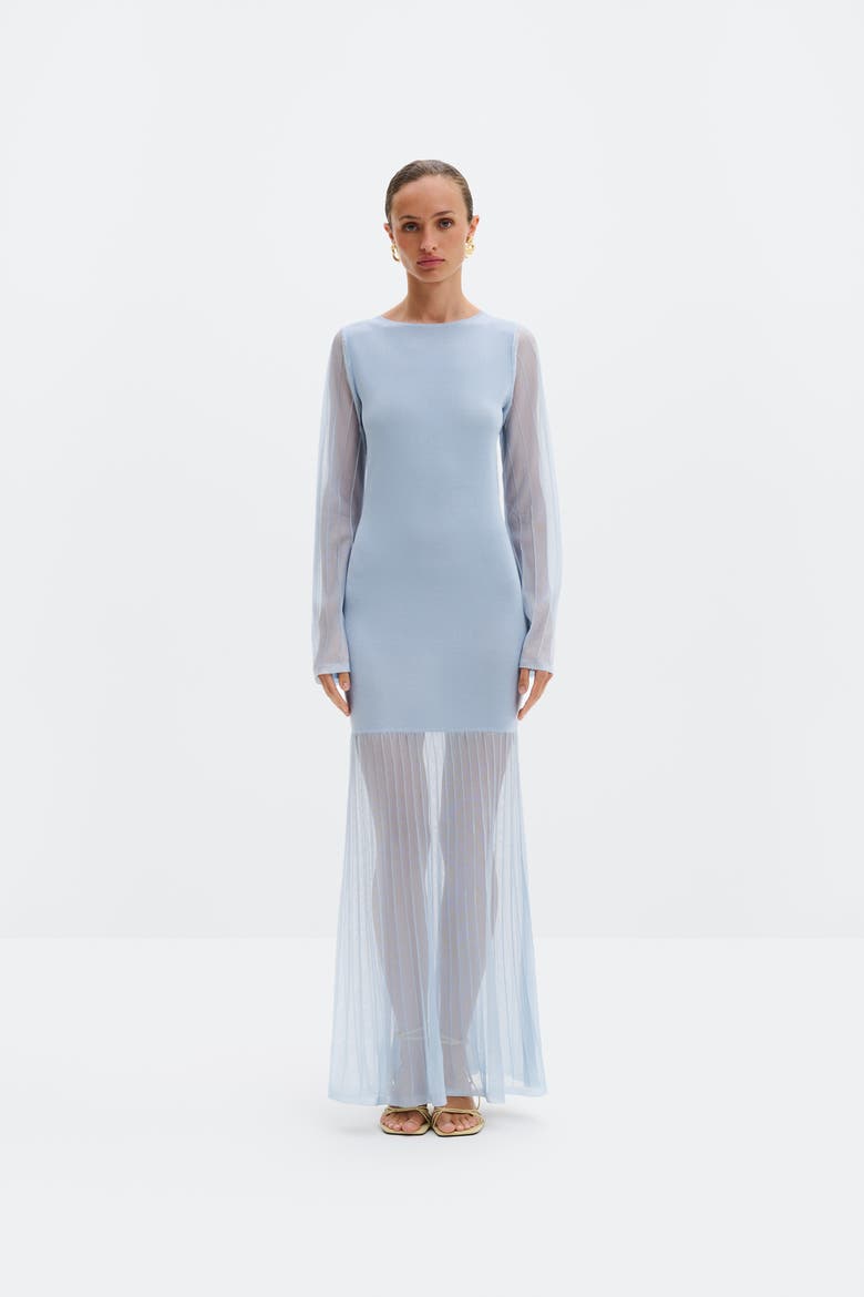Haisley Sheer Knitted Maxi Dress, Main, color, Sky