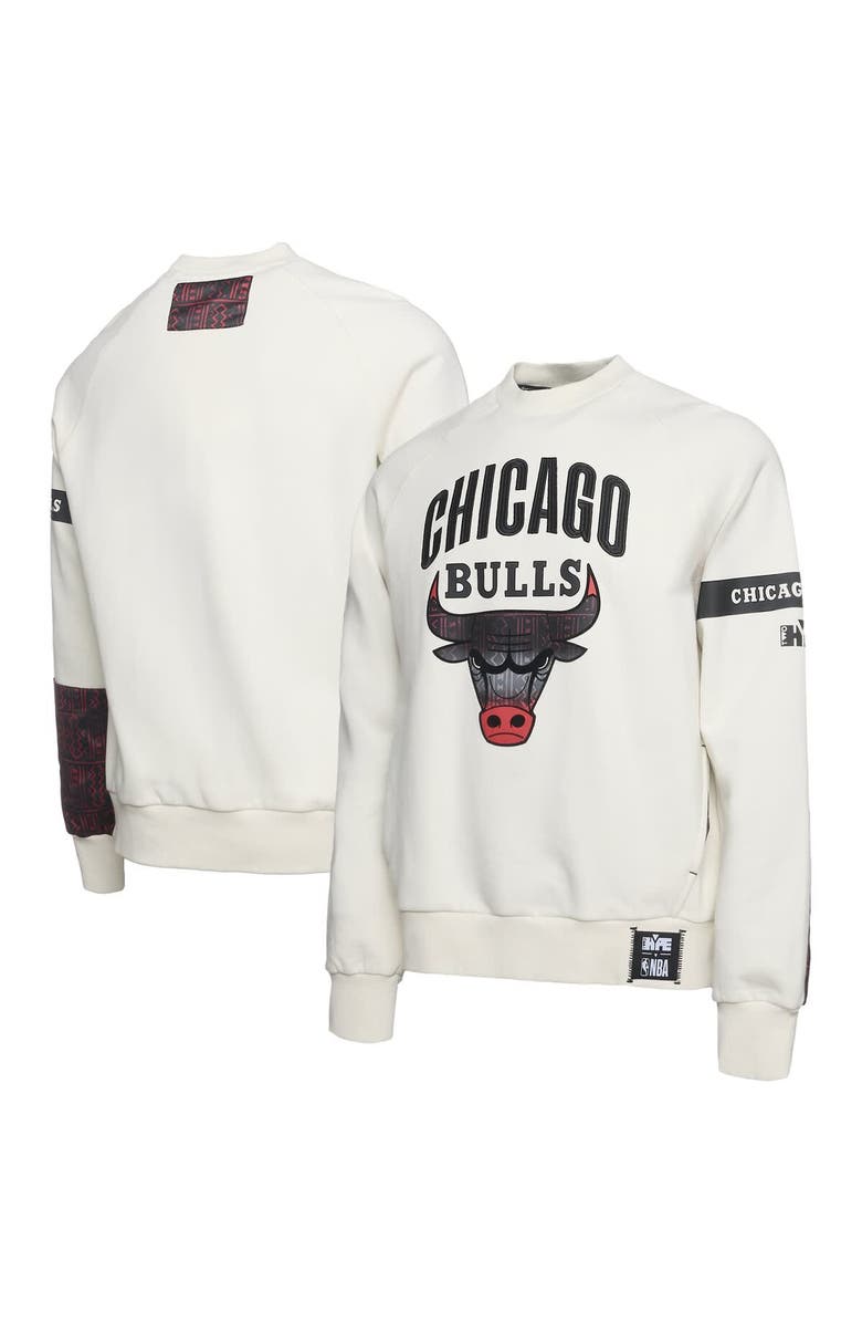 Two Hype Men's NBA x Two Hype  Cream Chicago Bulls Culture & Hoops Collection Premium Pullover Sweatshirt, Alternate, color, 