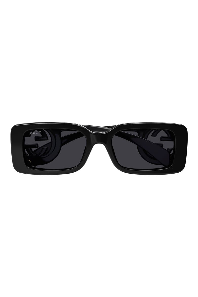 54mm Rectangular Sunglasses, Main, color, BLACK