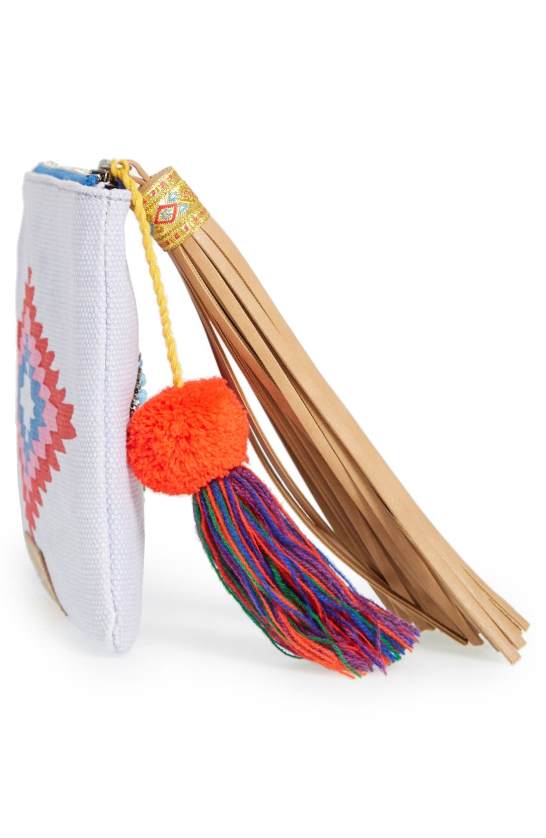'Carine' Tassel Zip Clutch, Alternate, color, BLUE