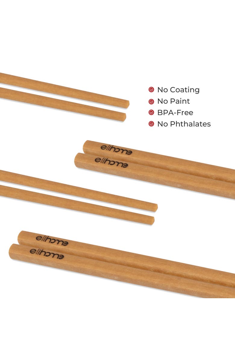 Elihome Premium Wood Fiber Chopsticks - 10-pairs, Alternate, color, Natural