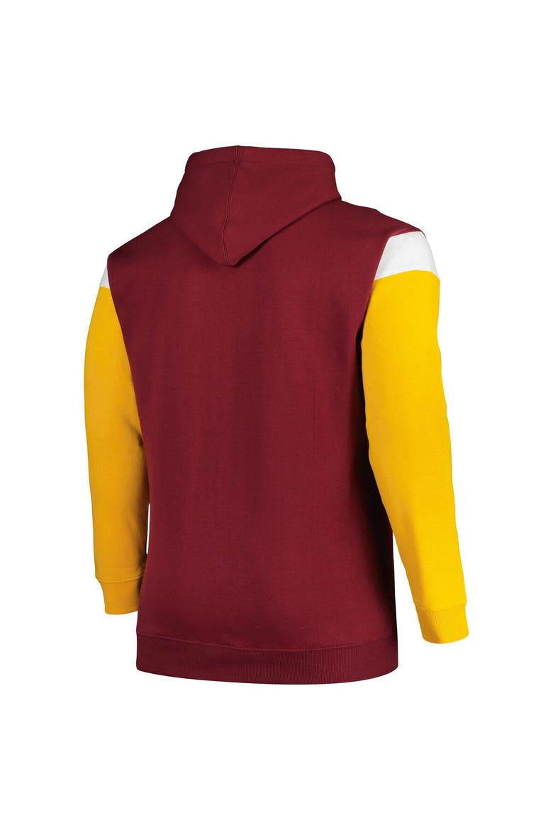 Men's Profile Burgundy Washington Commanders Big & Tall Trench Battle Pullover Hoodie, Alternate, color, Burgundy