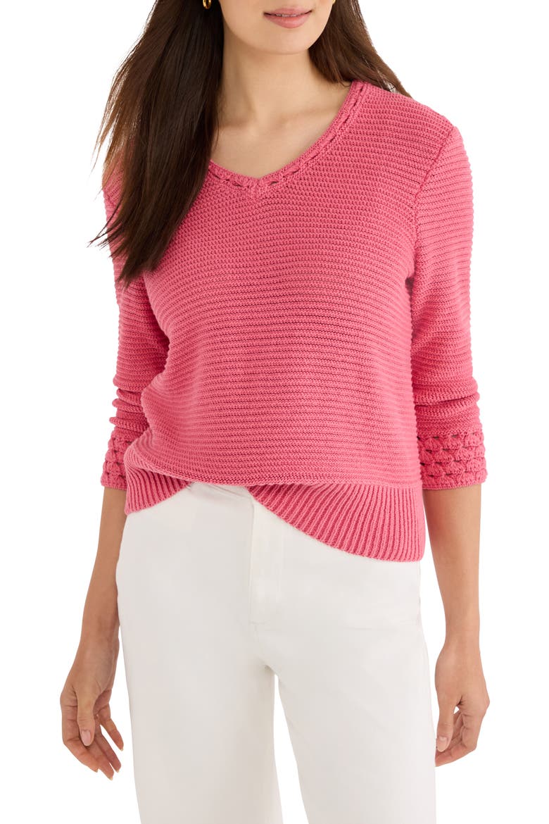 Edged Pop Stitch Sweater, Main, color, RASPBERRY