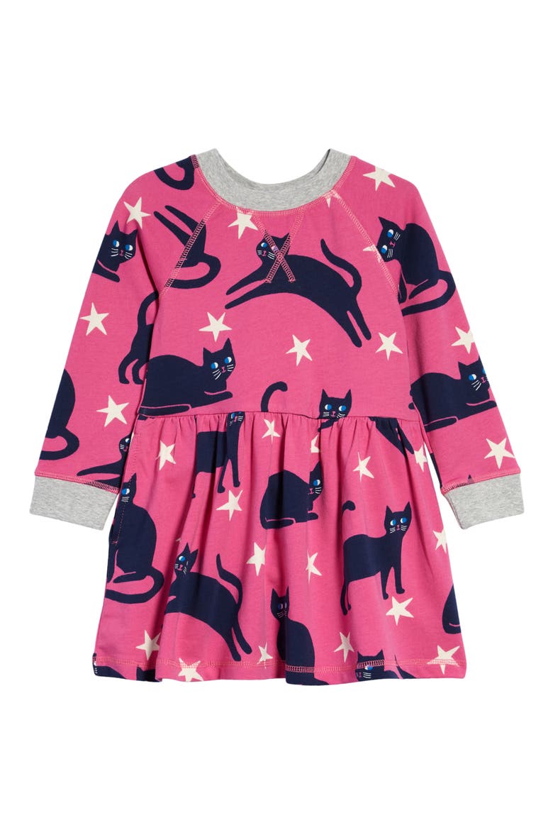 Kids' Jersey Sweatshirt Dress, Main, color, TICKLED PINK CATS