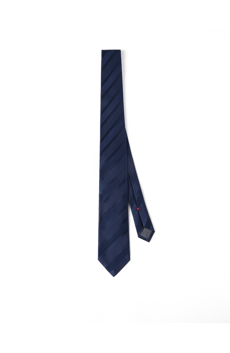 Brunello Cucinelli Striped silk necktie, Main, color, Navy Blue