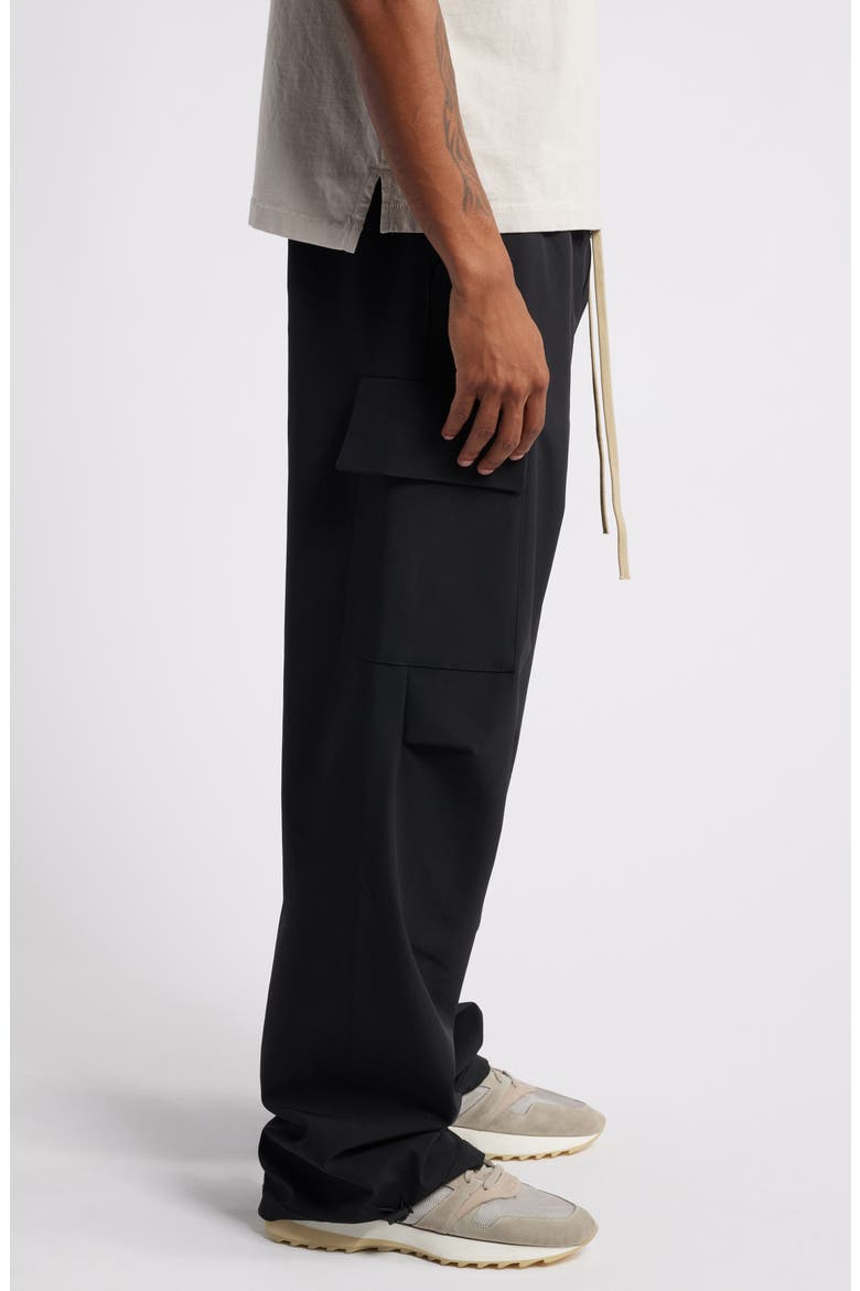 Bonded Nylon Blend Cargo Drawstring Field Pants, Alternate, color, BLACK