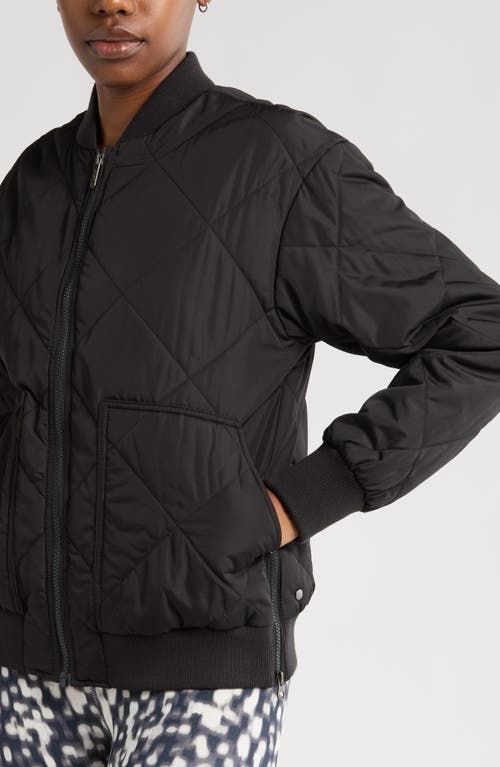 Zella Quilted Zip Bomber Jacket In Black