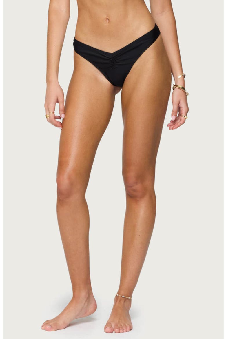 Starfish Ruched Bikini Bottoms, Alternate, color, BLACK