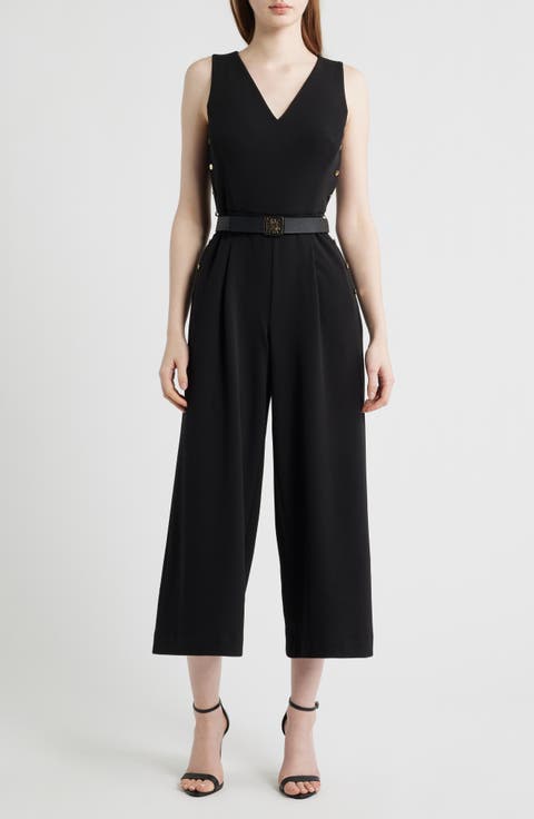 Side Button Cool Crepe Culotte Jumpsuit