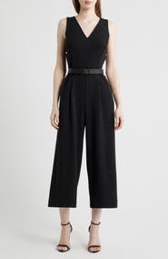 AK ANNE KLEIN Side Button Cool Crepe Culotte Jumpsuit